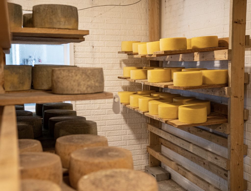l’affinage du fromage ici s’exprime visuellement entre les fromages jeunes et les fromages afffinés